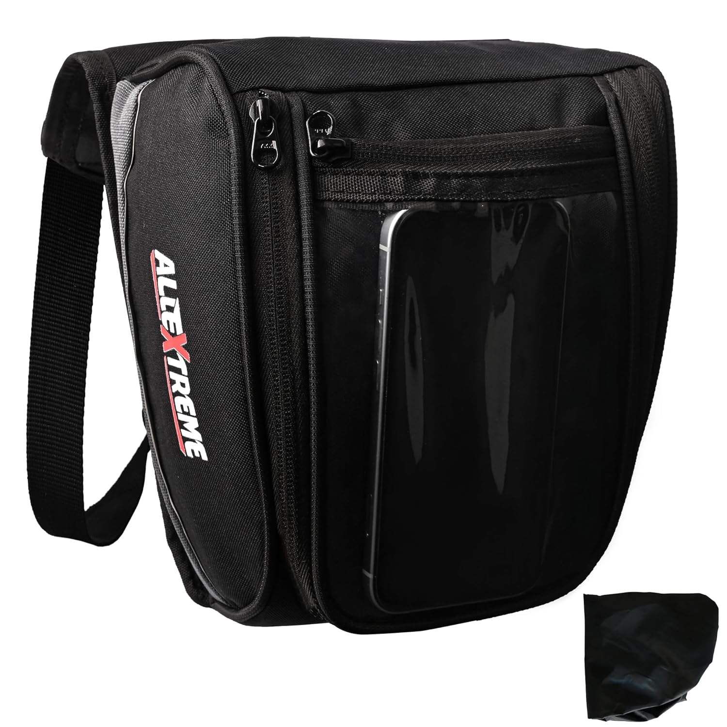 Allextreme Universal Bike Tank Bag Pouch (Non Magnetic) with Straps to use as Sling Pouch Bike Riding Accessory for All Motorcycles (2.5Ltr, Black, 1 Pc)