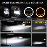 Allextreme EX7WH02 75W Full Ring Round White LED Headlight 7 Inch Hi/Low Beam Angel Eye Lamp Compatible with Bullet/Harley Davidson/Jeep Wrangler (White & Yellow, Pack of 2)