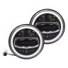 Allextreme EX7WH02 75W Full Ring Round White LED Headlight 7 Inch Hi/Low Beam Angel Eye Lamp Compatible with Bullet/Harley Davidson/Jeep Wrangler (White & Yellow, Pack of 2)