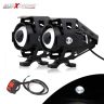 AllExtreme EXU5FB2U5 CREE LED Driving Full Black Fog Light in Aluminum Body with Switch and Mounting Brackets for All Motorcycles and Cars (10W, White Light, 2 PCS)