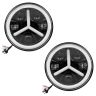 Allextreme EX7WYP2 7 Inch Round White LED Headlight with Full Ring Hi/Low Beam White & Yellow Angel Eye Lamp for Bullet, Harley Davidson Jeep Wrangler (75W, Pack of 2)