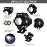 Allextreme EXU5WL2 U5 CREE LED Driving Full Black Fog Light Aluminium Body with Mounting Brackets for All Motorcycles and Cars (20W, White, 2 Pcs)