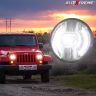 Allextreme EX7IWH2 7 Inch Full Ring Round LED 75W Headlight with High Low Beam Halo Angel Eyes DRL Lamp for Jeep Wrangler Off Road Car and Motorcycle (Pack of 2, Chrome)