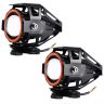 Allextreme U7 Led Fog Light Bike Driving Drl Fog Light Spotlight, High/Low Beam, Flashing-With Red Angel Eyes Light Ring (Pack Of 2),Red