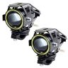 AllExtreme EXU7MW2 U7 Mini CREE LED Fog Light Work Lamp with Hi/Low, Flashing Beam and White Light Angel Eye Ring for Cars and Motorcycles (12W, White Light, 2 PCS)