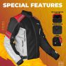 Allextreme TURBO Riding Jacket Mesh Cafe Racer Motorcycle Adventure Bike Accessory Impact Protection Armour All Season Night Visibility Stickers for Men (1 Year Warranty, 3XL, Red)