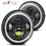 Allextreme 7 Inch Full Ring Round LED Headlight with Hi/Low Beam and Angel Eye Lamp for Harley Davidson Jeep Wrangler (Pack of 2)