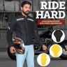 Allextreme SPEEDO Bike Riding Jacket Racer Armour Back Elbow Shoulder Protection Mesh Fabric with Night Visibility Sticker for Men (2XL, Black & White)