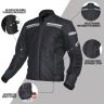 Allextreme SPEEDO Bike Riding Jacket Racer Armour Back Elbow Shoulder Protection Mesh Fabric with Night Visibility Sticker for Men (2XL, Black & White)