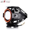 Allextreme U7 Led Fog Light Bike Driving Drl Fog Light Spotlight, High/Low Beam, Flashing-With Red Angel Eyes Light Ring (Pack Of 2),Red