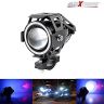 AllExtreme EXU7MB1 U7 Mini CREE LED Fog Light Work Lamp with Hi/Low, Flashing Beam and Blue Angel Eye Ring for Cars and Motorcycles (12W, Blue & White Light, 1 PC)