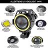 AllExtreme EXU7MW1 U7 Mini CREE LED Fog Light Work Lamp with Hi/Low, Flashing Beam and White Light Angel Eye Ring for Cars and Motorcycles (12W, White Light, 1 PC)