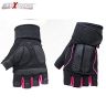Allextreme Multipurpose Gym and Bike Wrist Half Finger Gloves for Fitness Weightlifting Exercise Sport Cycling (Pink_Large)