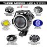 AllExtreme EXU7MB1 U7 Mini CREE LED Fog Light Work Lamp with Hi/Low, Flashing Beam and Blue Angel Eye Ring for Cars and Motorcycles (12W, Blue & White Light, 1 PC)