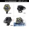 AllExtreme EXU7MW1 U7 Mini CREE LED Fog Light Work Lamp with Hi/Low, Flashing Beam and White Light Angel Eye Ring for Cars and Motorcycles (12W, White Light, 1 PC)
