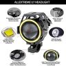 AllExtreme EXU7MW2 U7 Mini CREE LED Fog Light Work Lamp with Hi/Low, Flashing Beam and White Light Angel Eye Ring for Cars and Motorcycles (12W, White Light, 2 PCS)