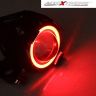 Allextreme U7 Led Fog Light Bike Driving Drl Fog Light Spotlight, High/Low Beam, Flashing-With Red Angel Eyes Light Ring (Pack Of 2),Red