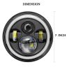 Allextreme EX7ITC2 7 Inch Full Ring Round White LED Headlight with Hi/Low Beam Tricolour Angel Eye Lamp Compatible with Bullet, Harley Davidson Jeep Wrangler (75W, Pack of 2)