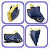 Allextreme M-7016 Full Bike Body Cover Water Resistant Dustproof Rustproof UV Protection Cover Compatible for Splendor Platina Deluxe and Upto Pulsar 180cc Size (Navy Blue & Yellow, Medium)