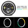 Allextreme EX7ITC2 7 Inch Full Ring Round White LED Headlight with Hi/Low Beam Tricolour Angel Eye Lamp Compatible with Bullet, Harley Davidson Jeep Wrangler (75W, Pack of 2)