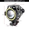 AllExtreme EXU7MW1 U7 Mini CREE LED Fog Light Work Lamp with Hi/Low, Flashing Beam and White Light Angel Eye Ring for Cars and Motorcycles (12W, White Light, 1 PC)