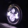 Allextreme EX7ITC2 7 Inch Full Ring Round White LED Headlight with Hi/Low Beam Tricolour Angel Eye Lamp Compatible with Bullet, Harley Davidson Jeep Wrangler (75W, Pack of 2)
