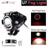 Allextreme EXRU7F1 Super Power Spot Beam U7 Led Fog Light, With Angel Eyes Light Ringthree Mode High Beam 125W Cree Fog Spotlight For Motorcycle 1Pc - Red
