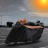 Allextreme M-7017 Full Bike Body Cover Water Resistant Dustproof Rustproof UV Protection Cover Compatible for Splendor Platina Deluxe and Upto Pulsar 180cc Size (Black & Orange, Medium)