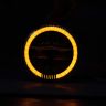 Allextreme EX9TH2P 7 Inch Full Ring Round LED Headlight with Hi/Low Beam Yellow & white Angel Eye Lamp Compatible with Bullet, Harley Davidson Jeep Wrangler (75W, Pack of 2)