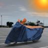 Allextreme M-7011 Full Bike Body Cover Water Resistant Dustproof Rustproof UV Protection Cover Compatible for Splendor Platina Deluxe and Upto Pulsar 180cc Size (Navy Blue & Orange, Medium)