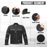 AllExtreme Denim Bike Riding Jacket CE Level 2 Protector Racer Armour with Night Visibility Sticker Shoulder Back Elbow Protection Abrasion Resistance Motorcycle Biker Gear for Men (M, Black)