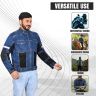 AllExtreme Denim Bike Riding Jacket CE Level 2 Protector Racer Armour with Night Visibility Sticker Shoulder Back Elbow Protection Abrasion Resistance Motorcycle Biker Gear for Men (XL, Blue)