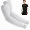 Allextreme Full Arm Sleeves for Riders Sun Protection Sweat Absorbing Quick Dry Cotton Hand Cover for Men & Women Basketball Cricket Biking Hiking Cycling Running Protective Bike Riding Gear (White)