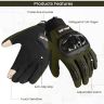 Allextreme Full Finger Bike Riding Gloves with Screen Touch Strong Knuckle Protective Shells Anti-Skid Surface Breathable Mesh Material Glove for Motorcycle Cycling Mountaineering (Black & Green, XL)