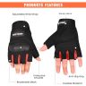 Allextreme Half Finger Riding Gloves for Bikers Strong Knuckle Protection Anti-Skid Palm Grip & Breathable Mesh Bike Hand Glove for Motorcycle Cycling Hiking Climbing Mountaineering (Black Red, XXL)