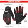 Allextreme Full Finger Bike Riding Gloves with Strong Knuckle Protective Shells Anti-Skid Surface Breathable Mesh Glove for Motorcycle Cycling Climbing Mountaineering Hiking (XXL, Black Red)