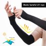 Allextreme Full Arm Sleeves with Thumb Holes for Riders UV Sun Protection 4-Way Stretch Cooling Hand Cover for Men & Women Biking Hiking Cycling Running Protective Bike Riding Gear (Black, 2 Pair)