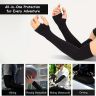 Allextreme Full Arm Sleeves with Thumb Holes for Riders UV Sun Protection 4-Way Stretch Cooling Hand Cover for Men & Women Biking Hiking Cycling Running Protective Bike Riding Gear (Black, 2 Pair)