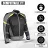 Allextreme SNOWSTORM Bike Riding Jacket CE Level 2 Certified Armour Protector Back Elbows Shoulders Protection Mesh Fabric Motorcycle Rider Gear for Bikers (2XL, Black & Green)