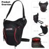Allextreme Thigh Bag with Multi Pockets Drop Leg Tactical Waist Fanny Pack For Men and Women Compatible for Riding Hiking Travel Camping Sports (Black & Red)
