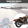AllExtreme EX043B Angular Model Empty Free Flow Stylish Exhaust Silencer with Bush Compatible for Motorcycles (Chrome)