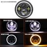 Allextreme 7 Inch Full Ring Round LED Headlight with Hi/Low Beam and Angel Eye Lamp for Harley Davidson Jeep Wrangler (Pack of 1)