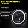Allextreme 7 Inch Full Ring Round LED Headlight with Hi/Low Beam and Angel Eye Lamp for Harley Davidson Jeep Wrangler (Pack of 1)
