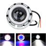 AllExtreme EXDRPRB1 High Intensity Led Projector Lamp Stylish Dual Ring COB LED Headlight with Hi/Low Beam and Flasher Function for All Bikes (Red & Blue, 35W)