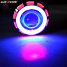 AllExtreme EXDRPRB1 High Intensity Led Projector Lamp Stylish Dual Ring COB LED Headlight with Hi/Low Beam and Flasher Function for All Bikes (Red & Blue, 35W)