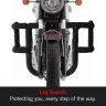 AllExtreme EXAFLGR Heavy Duty Metal Stainless Steel Air Fly Leg Guard Front Bike Safety Crash Bar with Black Rope Compatible for BS3 & BS4 Model Bullet 350cc & 500cc (Black)