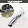 AllExtreme EX097 Black Tail Dolphin Silencer with Glasswool Compatible for BS3 and BS4 Model Royal Enfield Bullet 350cc and 500cc (Chrome with Black Tail)