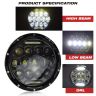 Allextreme EX13H1P 7inch Round Ring 13 LED Headlight with Turn Signal Lights for Jeep Wrangler (12-30V, 75W, Pack of 1)