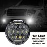 Allextreme EX13H1P 7inch Round Ring 13 LED Headlight with Turn Signal Lights for Jeep Wrangler (12-30V, 75W, Pack of 1)