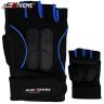Allextreme EXHG3OE Anti-Slip Half Finger Bike Gloves Breathable Microfiber Leather Shock Absorbing Gloves for Men and Women (Blue, Extra Large)